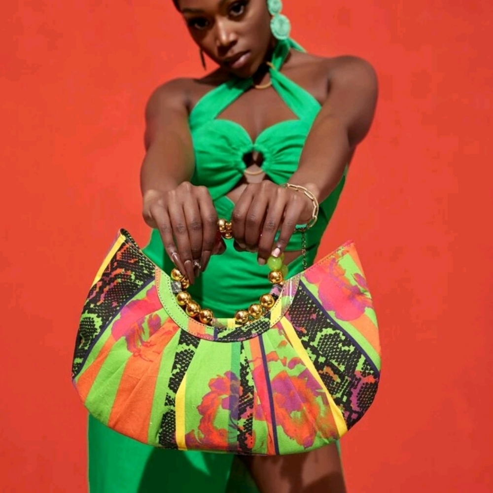 Colorfull Ruched Design Top Handle Bag - Picture 7 of 11